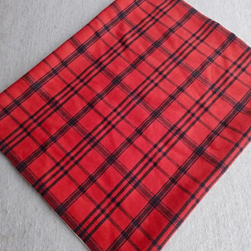 Plaid Pattern Suede Fabric By The Yard