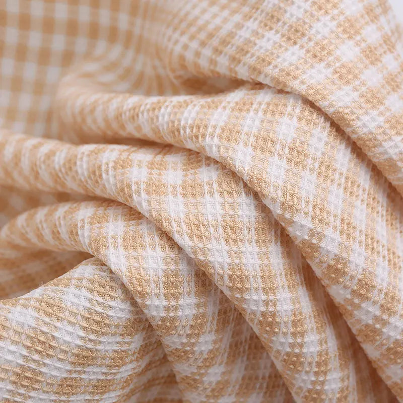 Plaid Waffle Weave Fabric By The Yard