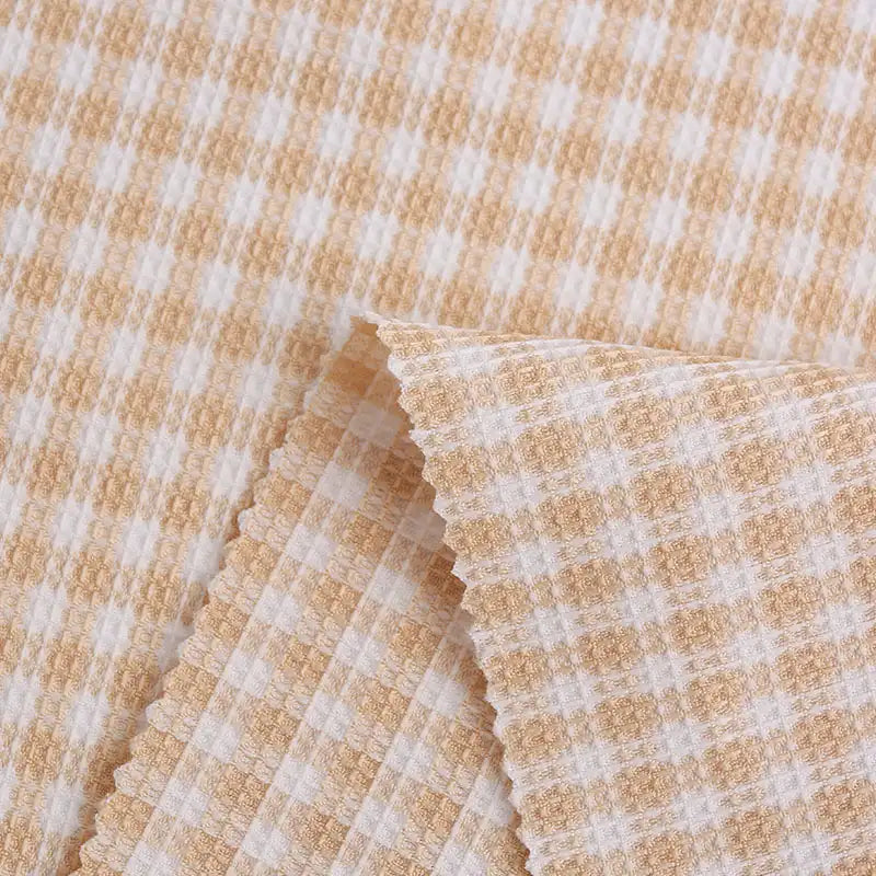 Plaid Waffle Weave Fabric By The Yard