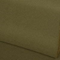 A close-up of Longan Craft’s Plain Color French Terry Fabric by the yard in olive green, showing its subtle woven texture, neatly folded edges, and soft polyester ideal for winter clothing.