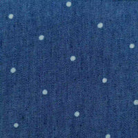 Blue polka dot denim fabric, Polka Dot Printed Denim Fabric By The Yard.