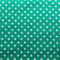 Longan Craft's Polka Dot Printed Peachskin Fabric by the yard features soft, colorful microfiber polyester with evenly spaced white polka dots—perfect for DIY skirts and dressmaking projects.