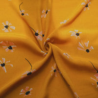Longan Craft's Polka Dot and Floral Printed Viscose Fabric by the yard features stylish white and pink florals with black stems—100% viscose, ideal for unique sewing projects like fashionable long skirts.