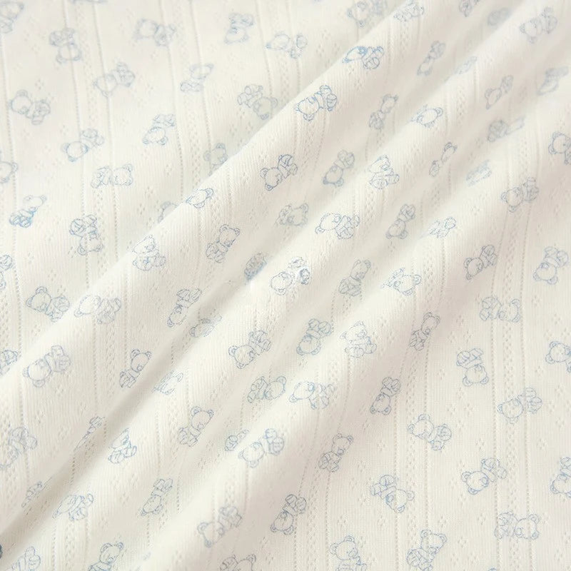 Print Ribbed Pointelle Cotton Fabric By The Yard