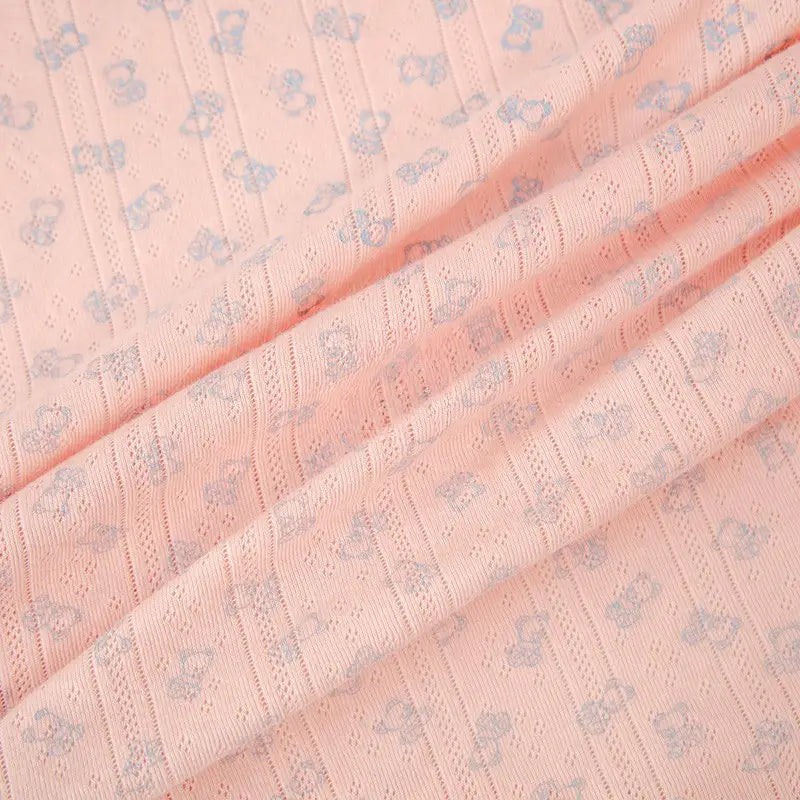 Print Ribbed Pointelle Cotton Fabric By The Yard