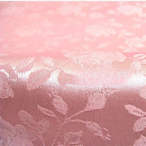 Close-up of Longan Craft Rose Jacquard Satin Fabric by the yard—a colorful polyester floral satin textile with an elegant woven pattern and shiny finish, perfect for costumes and decorative projects.