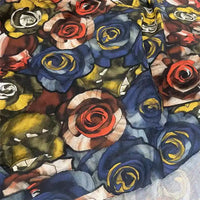 Rose Printed Pique Knit Fabric By The Yard