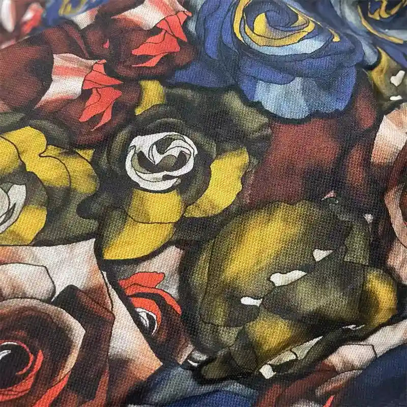 Rose Printed Pique Knit Fabric By The Yard