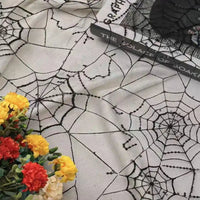 SequinEmbroideredTulleFabricByTheYardSpiderWebTulleFabricForHalloweenDecoration