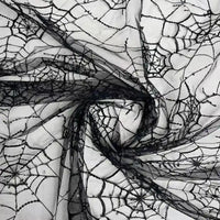 SequinEmbroideredTulleFabricByTheYardSpiderWebTulleFabricForHalloweenDecoration