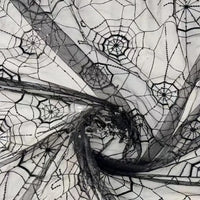 SequinEmbroideredTulleFabricByTheYardSpiderWebTulleFabricForHalloweenDecoration