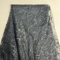 SequinEmbroideredTulleFabricByTheYardSpiderWebTulleFabricForHalloweenDecoration