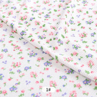 Small Floral Cotton Rib Knit Fabric By The Yard