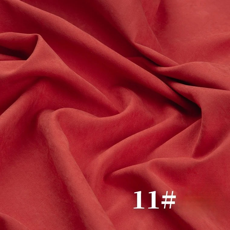 A close-up of Longan Craft's midweight solid red brushed polyester peachskin fabric, featuring a velvety texture. The number 11# appears in white in the bottom right corner. Ideal for dressmaking.