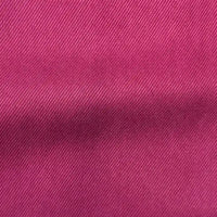 Close-up of Longan Craft Solid Color Denim Lyocell Fabric by the yard, featuring pink-dyed, wrinkle-free material with a diagonal weave pattern and fine texture—ideal for breathable, comfy jeans.