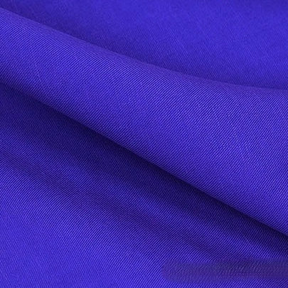 Close-up of Longan Craft's Solid Color Linen Lyocell Fabric by the yard, a wrinkle-free twill lyocell material in royal blue with a smooth texture, diagonal weave, and gentle folds—sustainable, breathable, and ideal for dresses.