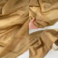 The Longan Craft Solid Color Linen Silk Fabric by the yard, a thin lyocell silk blend perfect for upholstery, is shown in three close-ups highlighting its soft texture, semi-transparency, and delicate, airy quality.