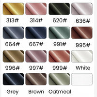 A chart displays 16 shades of Longan Craft's Solid Color Modal Jersey Fabric by the yard, including pink, green, blue, brown, grey, oatmeal, and white—ideal cotton spandex fabric for children's sleepwear and clothing.