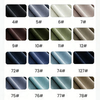 A chart shows 16 solid color Longan Craft Modal Jersey Fabric swatches, each with a unique code below, arranged in 4 rows and 4 columns on a white background. Ideal for sleepwear, this cotton spandex jersey is sold by the yard.