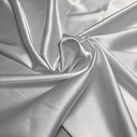 A close-up of Longan Craft’s Solid Color Polyester Satin Fabric by the yard, showing its silky stretch satin texture and soft, reflective surface—ideal material for blouses.