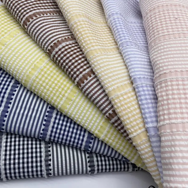 Solid Color Striped Seersucker Fabric By the Yard