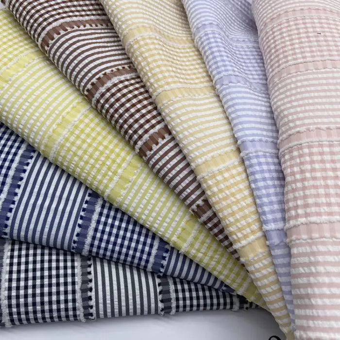 Solid Color Striped Seersucker Fabric By the Yard