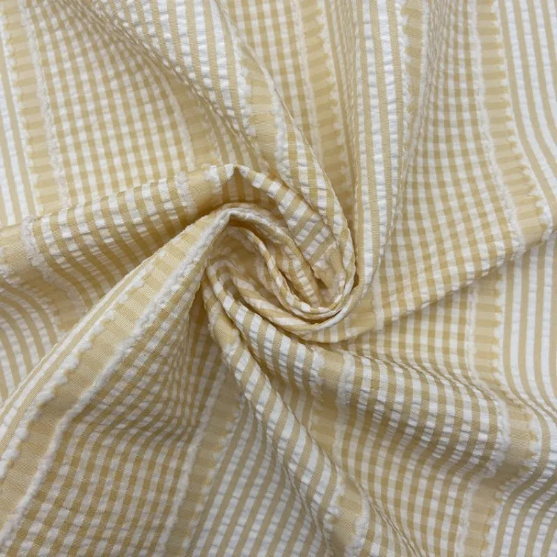 Solid Color Striped Seersucker Fabric By the Yard