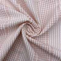 Solid Color Striped Seersucker Fabric By the Yard
