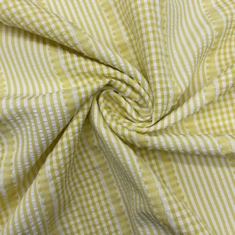 Solid Color Striped Seersucker Fabric By the Yard