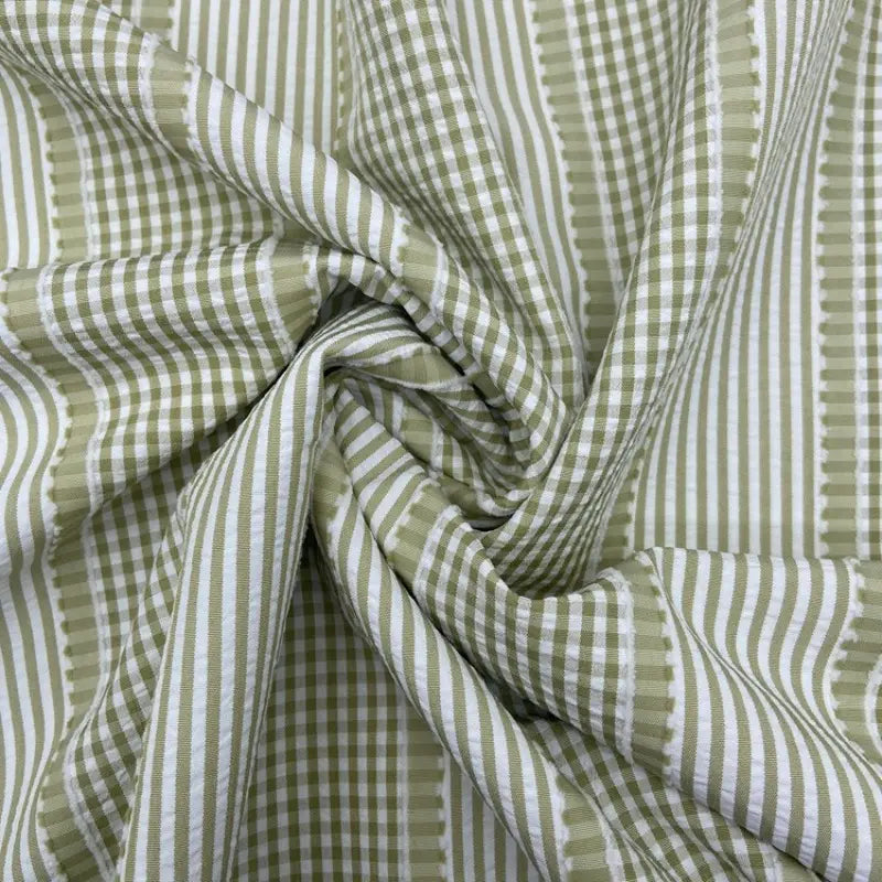 Solid Color Striped Seersucker Fabric By the Yard
