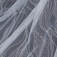 A close-up of Longan Craft's Sparkle Glitter Tulle Fabric by the yard, a multicolor, shiny, delicate tulle perfect for evening gowns with subtle shimmer and elegant texture.
