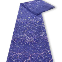 The "Star and Moon Sequin Embroidered Tulle Fabric By The Yard" from Longan Craft features sparkling sequins and metallic threads, ideal for DIY dresses or standout designs with celestial-inspired shimmer.