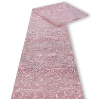 Longan Craft Star and Moon Sequin Embroidered Tulle Fabric by the yard features sparkling sequin star and moon embroidery on sheer tulle—ideal for DIY dresses, weddings, or special occasion designs.