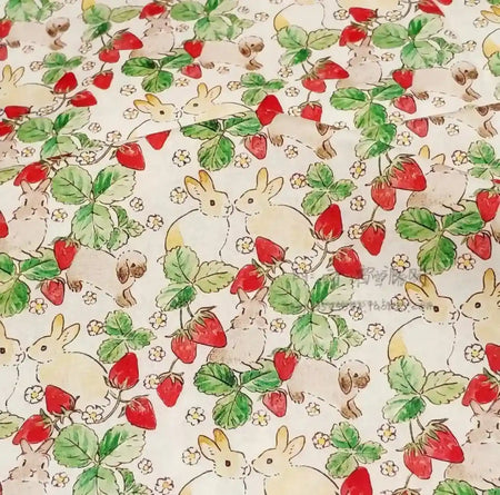 Strawberry Rabbit Easter Fabric By The Yard