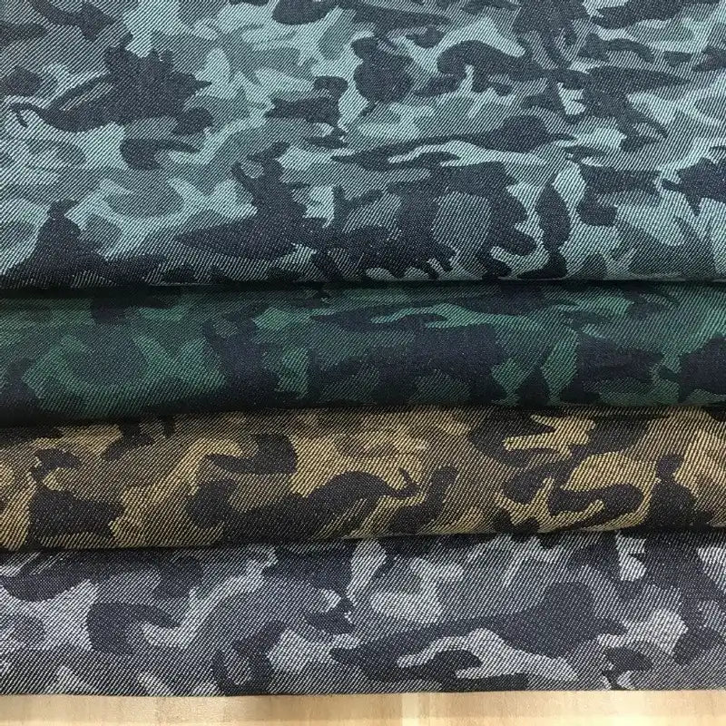 Stretch Jacquard Camo Denim Fabric