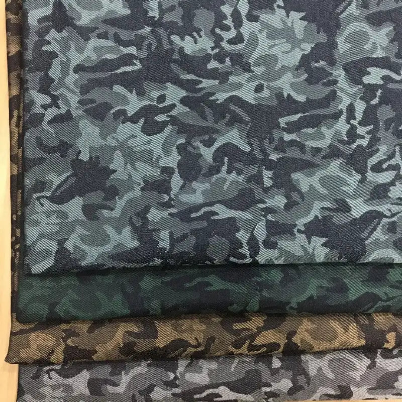 Stretch Jacquard Camo Denim Fabric