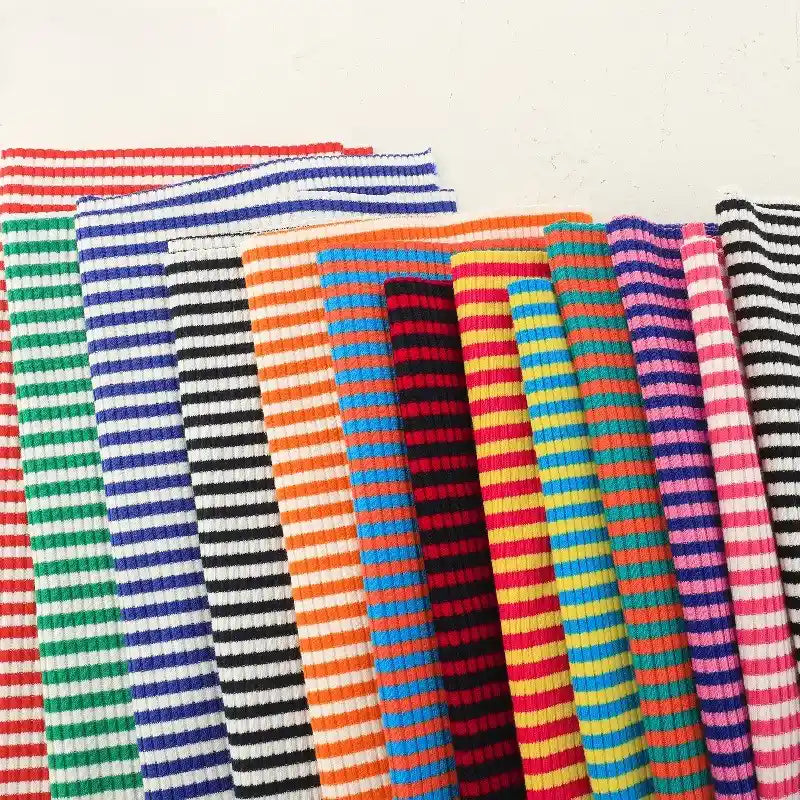 Striped Cotton Knit Ribbing Fabric By The Yard 