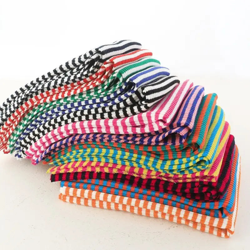 Striped Cotton Knit Ribbing Fabric By The Yard 
