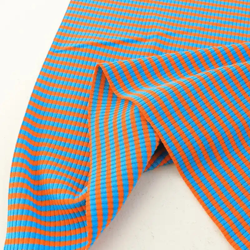 Striped Cotton Knit Ribbing Fabric By The Yard 