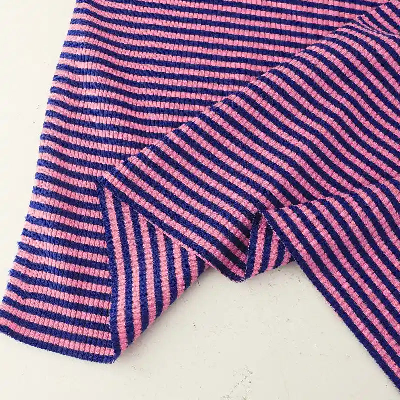 Striped Cotton Knit Ribbing Fabric By The Yard 