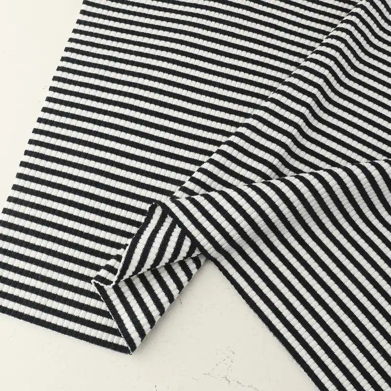 Striped Cotton Knit Ribbing Fabric By The Yard 