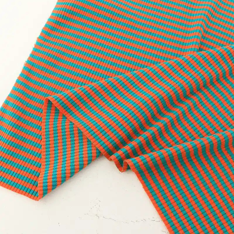 Striped Cotton Knit Ribbing Fabric By The Yard 