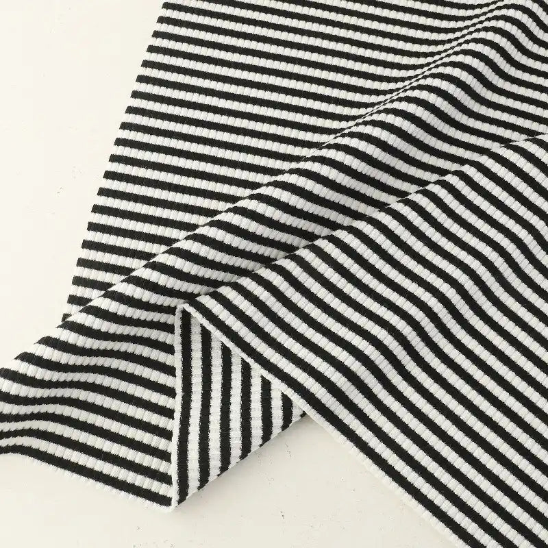 Striped Cotton Knit Ribbing Fabric By The Yard 