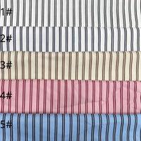 Five stacked Longan Craft Striped Cotton Lawn Fabrics, each labeled 1# to 5#: black on white, navy on white, brown on beige, brown on pink, and brown on blue—breathable cotton for summer apparel.