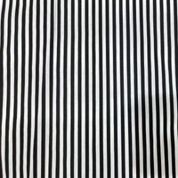 Longan Craft's Striped Print Lawn Fabric By The Yard features evenly spaced vertical black and white stripes on pure cotton lawn, perfect as a soft material for shirts.