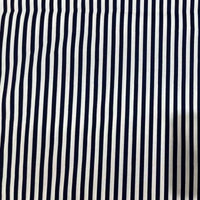 Longan Craft’s Striped Print Lawn Fabric by the yard features navy blue and white vertical stripes on pure cotton—perfect, soft lawn material for shirts.