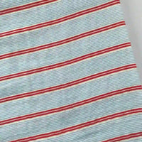 Close-up of Longan Craft's Striped Printed Gauze Fabric By The Yard—double 100% cotton gauze with thin white lines and red stripes. This breathable, cozy material offers a simple, classic look—perfect for casual projects.