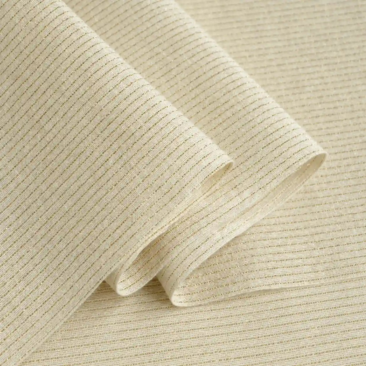 A close-up of the Striped Printed Linen Fabric by the Yard from Longan Craft—a cotton linen blend featuring a colorful stripe pattern—showcases its fine texture and drape, with the breathable fabric folded to highlight its vibrant stripes and quality.