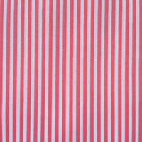 A close-up of Longan Craft’s Striped Printed Peachskin Fabric By The Yard shows soft, wrinkle-resistant polyester microfiber with evenly spaced vertical pink and white stripes—perfect for DIY clothing projects.