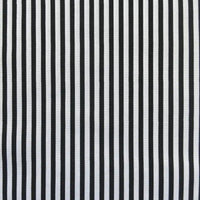 Longan Craft's Striped Printed Peachskin Fabric By The Yard features evenly spaced vertical black and white stripes on soft, wrinkle-resistant polyester peachskin—ideal for DIY clothing projects.